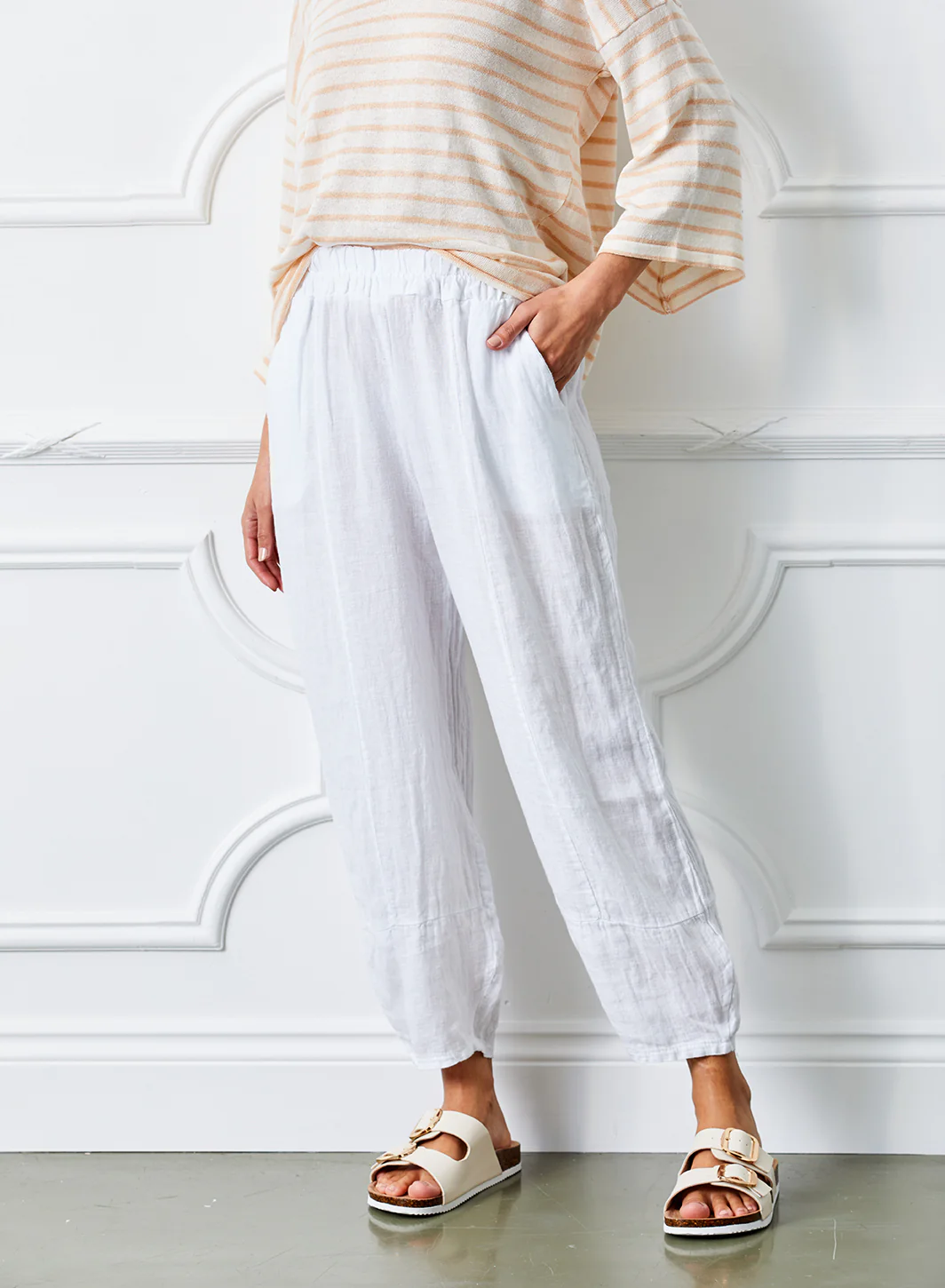 Suzy D Carrot shape Linen Trousers