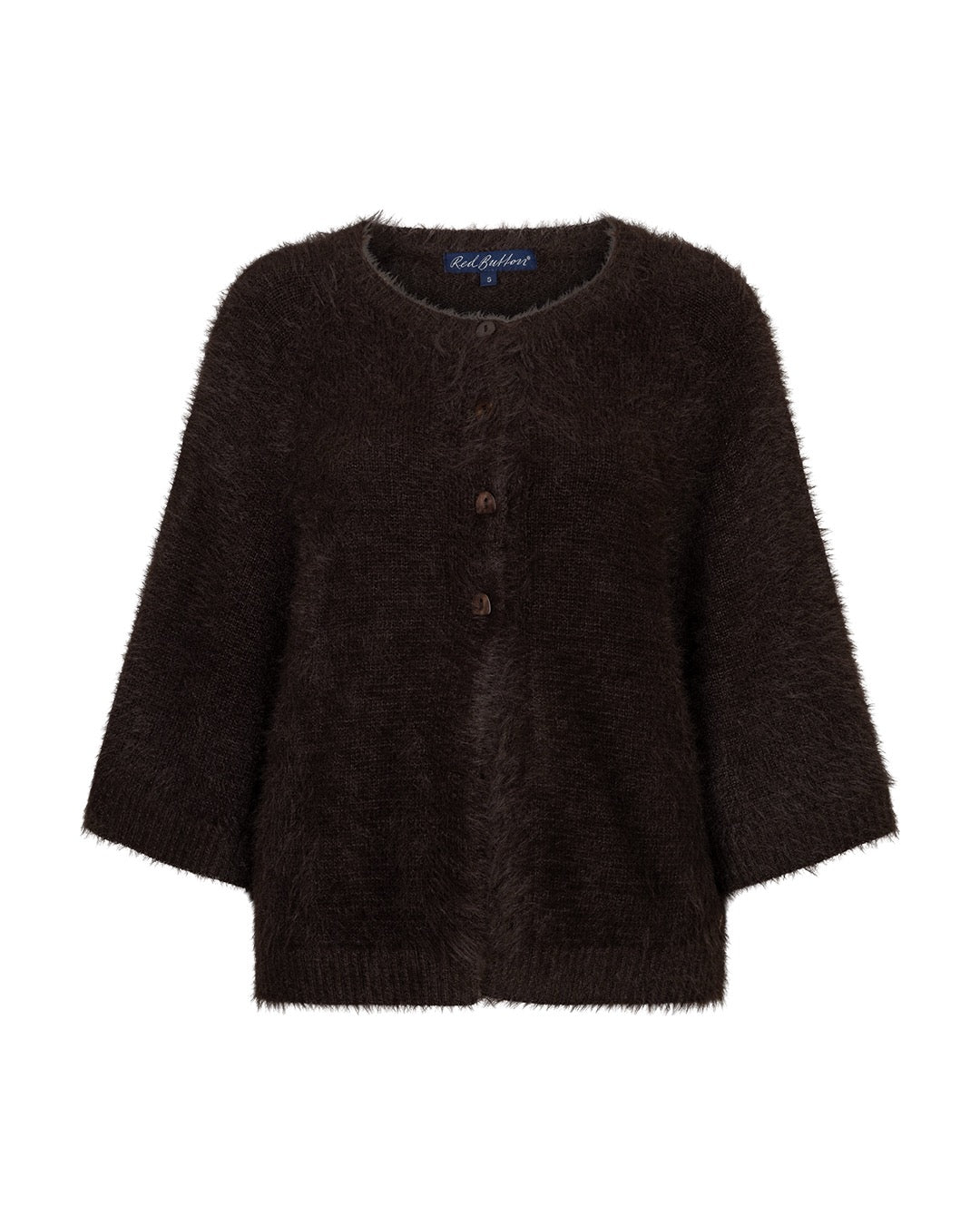Red Button Fuzzy Cardigan