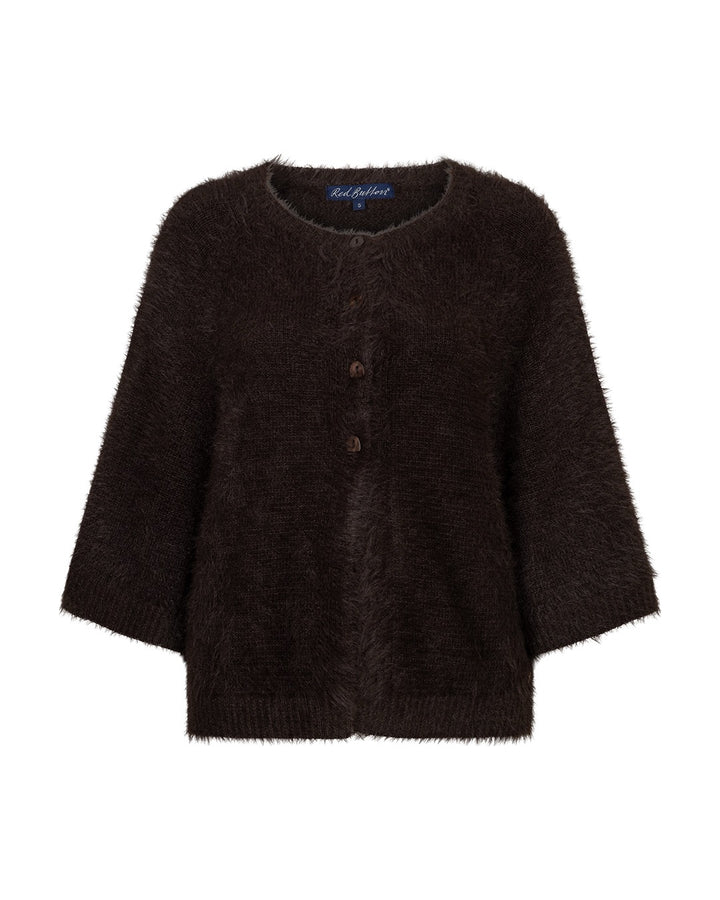Red Button Fuzzy Cardigan