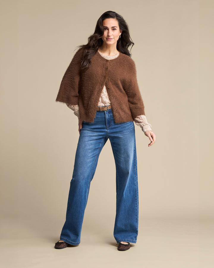 Red Button Fuzzy Cardigan