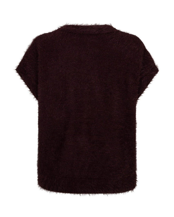 Red Button Sleeveless fuzzy cardigan