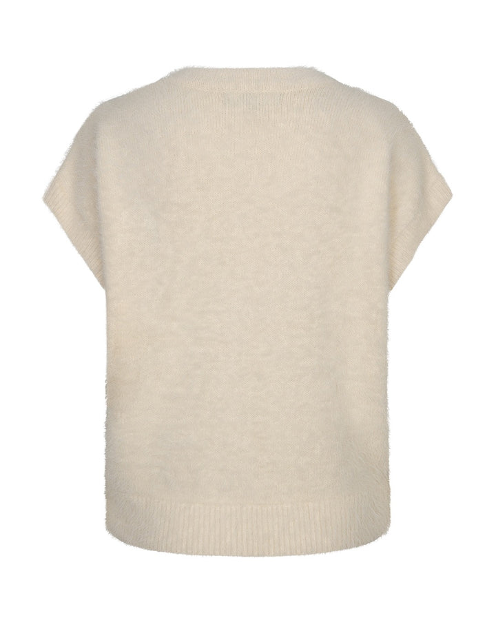 Red Button Sleeveless fuzzy cardigan