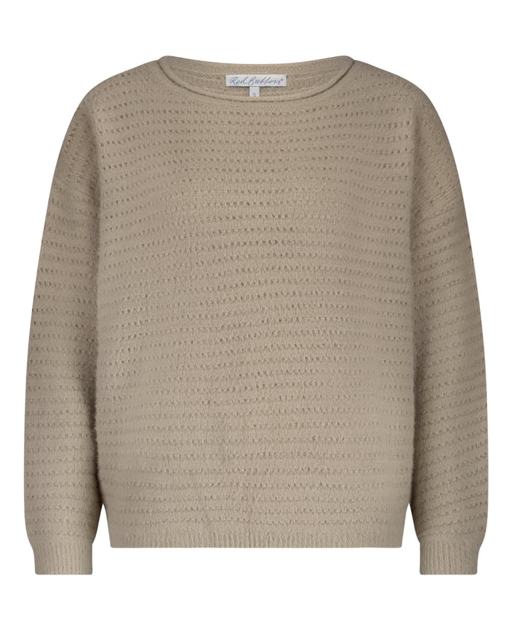 Red Button Fluffy Ajour Sweater