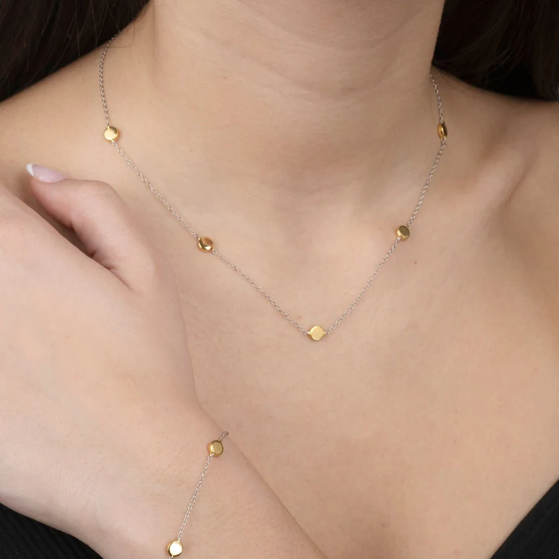 Gold Trip Two Tone Disc Necklace