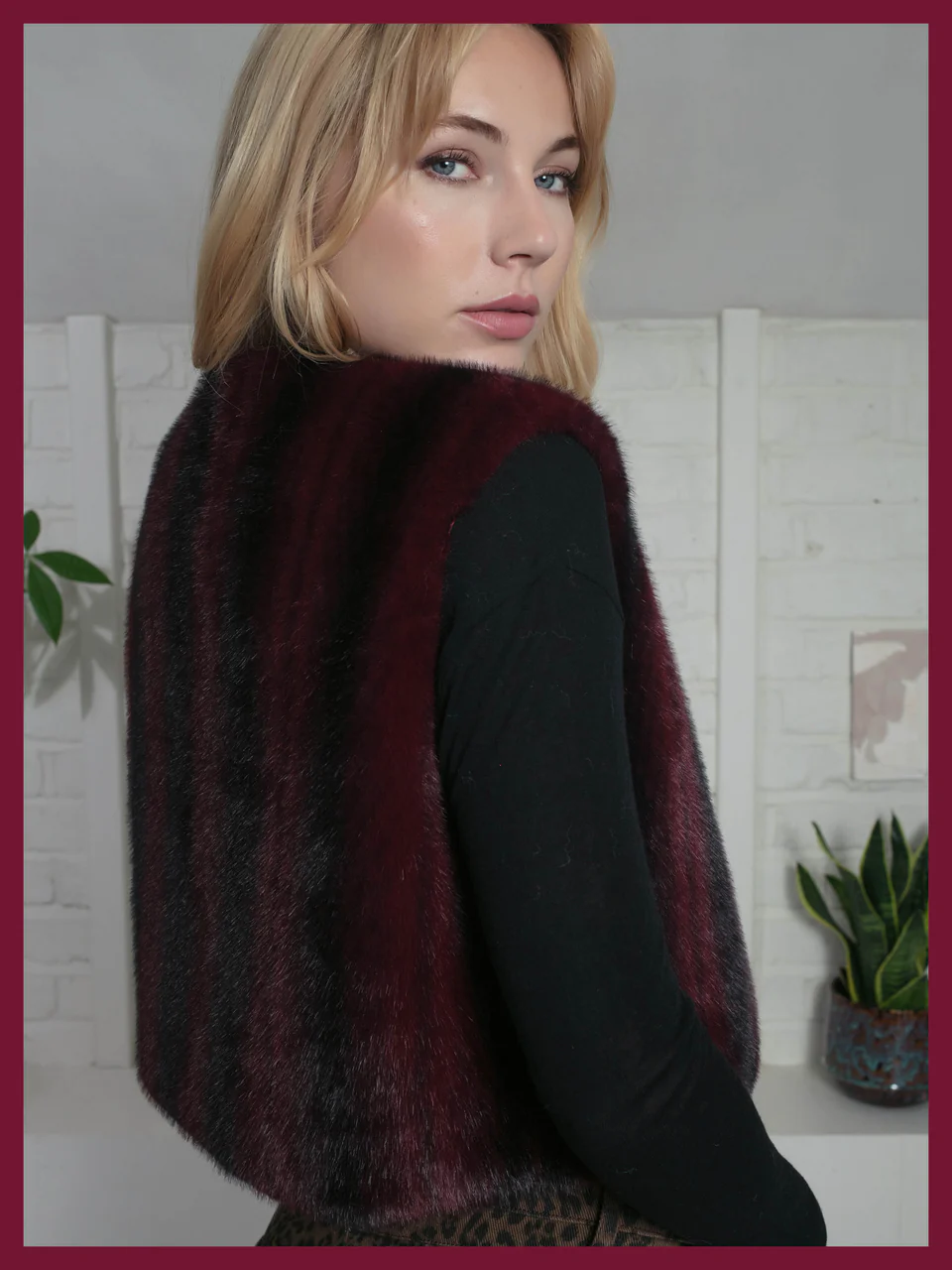 Nooki Faux Fur Gilet Plum