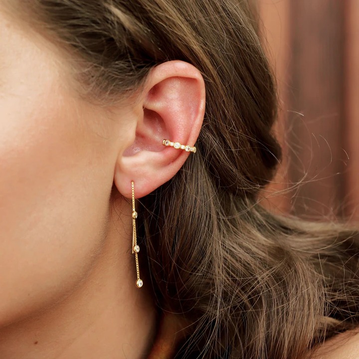Gold Trip Waterfall thread Earrings