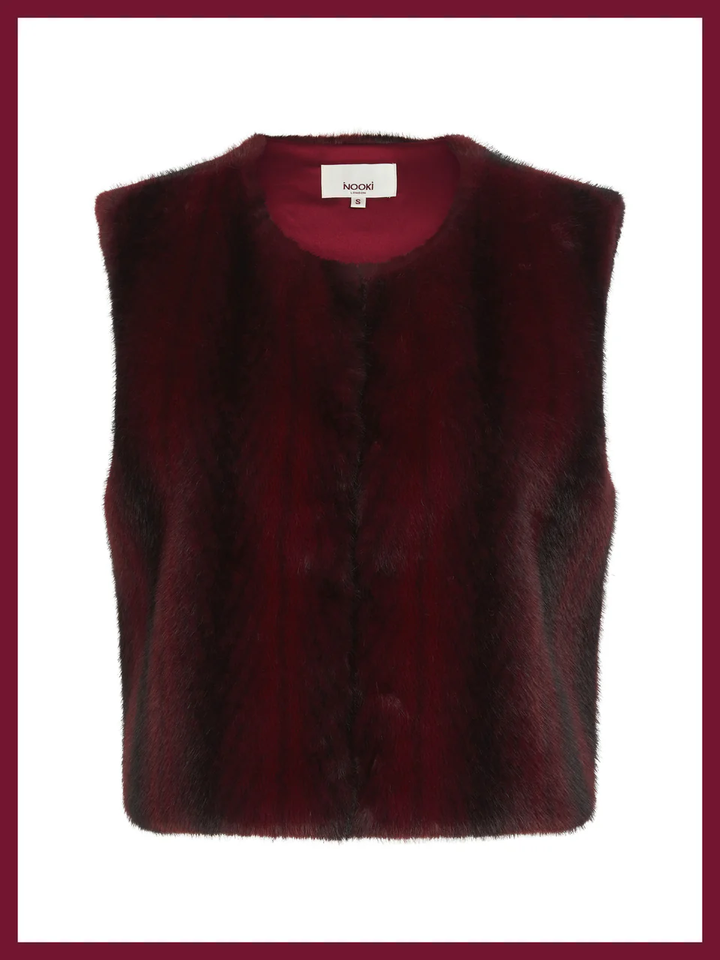 Nooki Faux Fur Gilet Plum