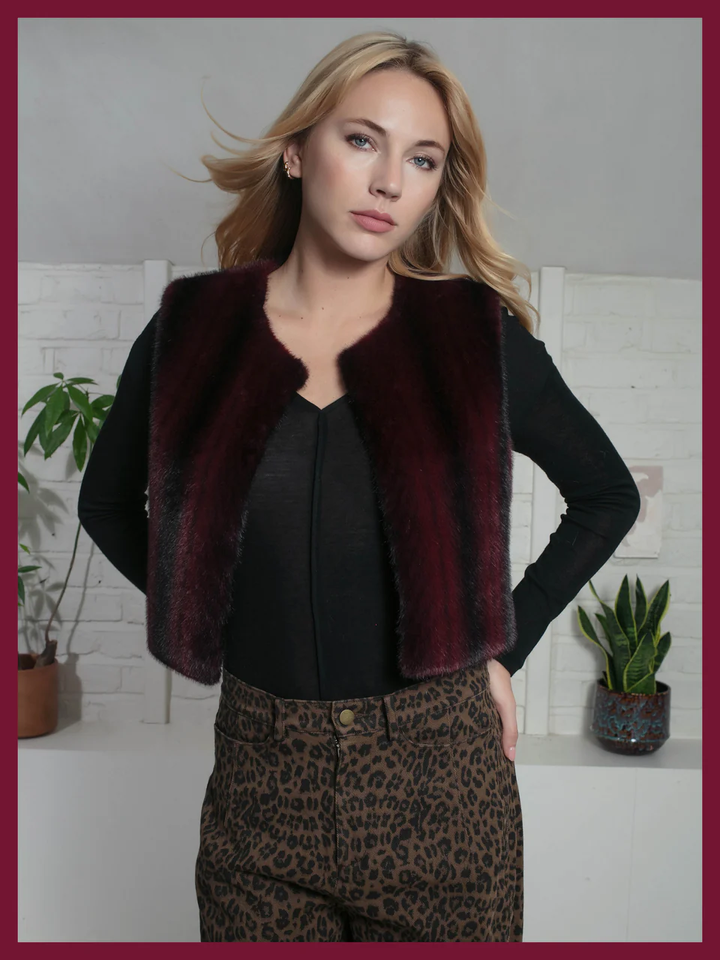 Nooki Faux Fur Gilet Plum