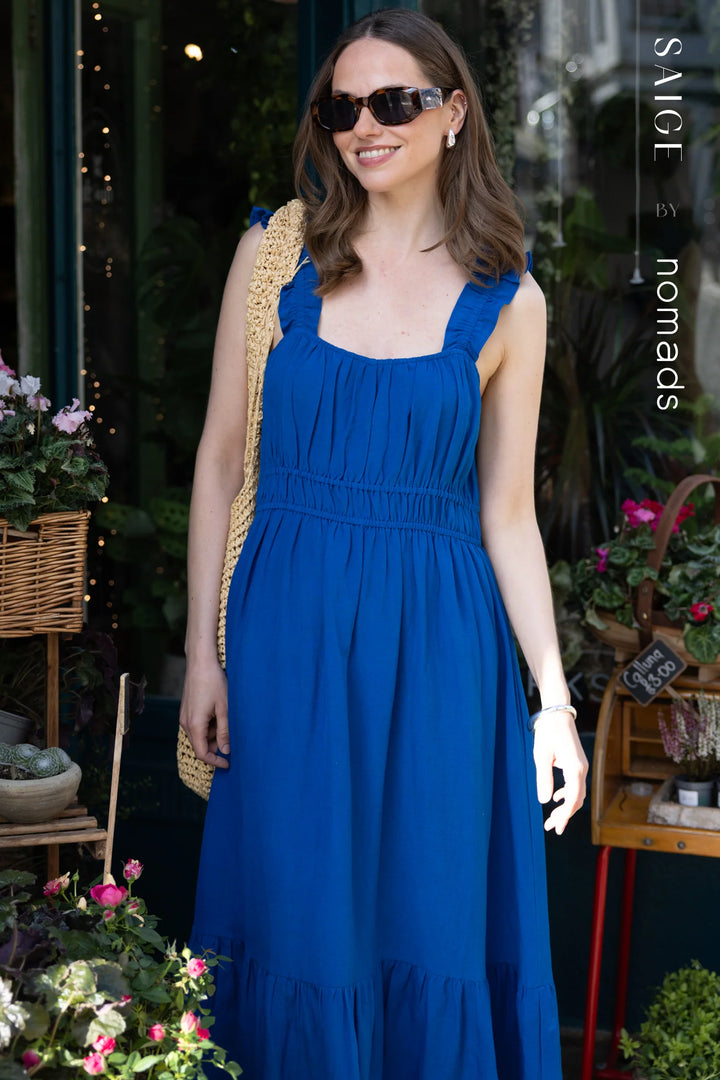 Saige Linen Frill Sundress